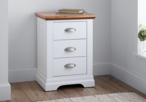 Verona 3 Drawer White Bedside