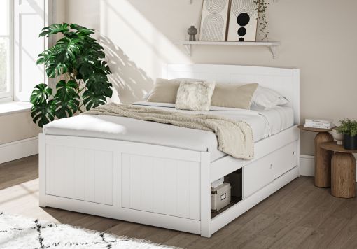 Maxistore 3 Door White Wooden Storage Single Bed Frame