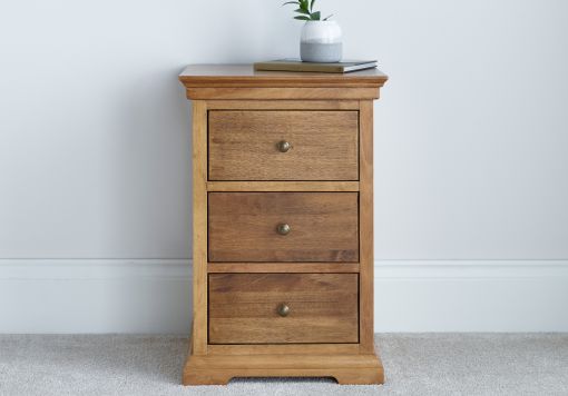 Toulon Oak 3 Drawer Bedside