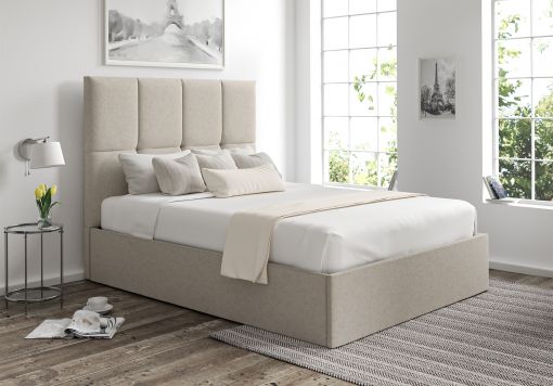 Turin Trebla Flax Upholstered Ottoman Bed Frame Only