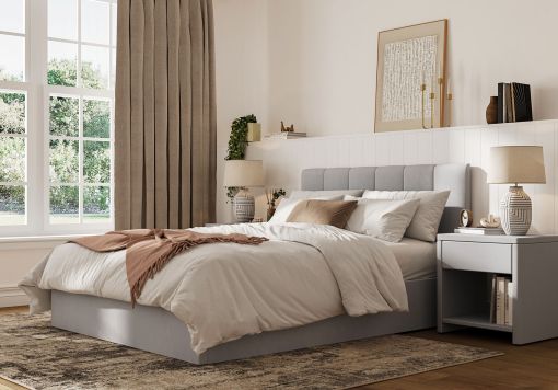 Valencia Fog Upholstered Ottoman Bed Frame