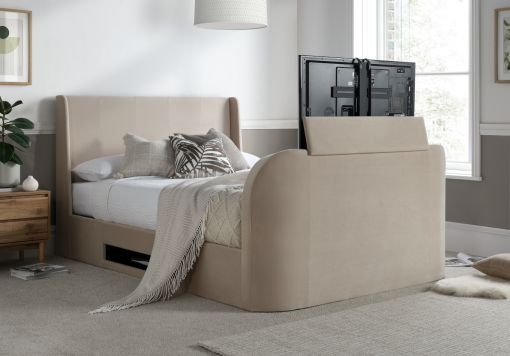 Vancouver Winged Upholstered Ottoman TV Bed Stone Velvet Frame Only