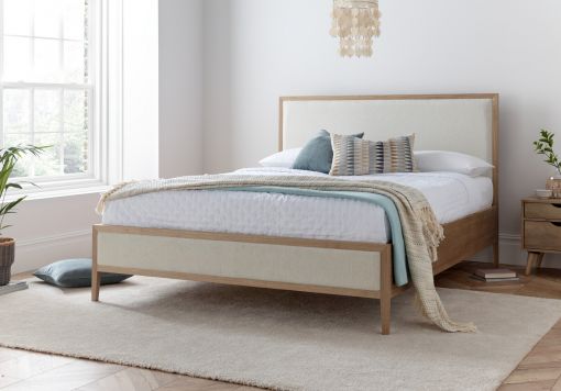 Versailles Oak Upholstered Bed Frame