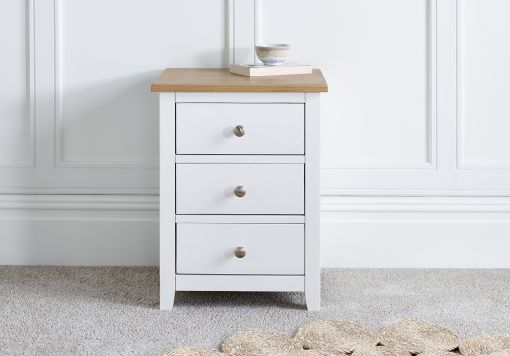 Wilmslow Light Grey Wooden 3 Drawer Bedside