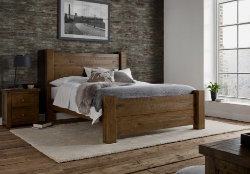 Double bed frame dark shop wood