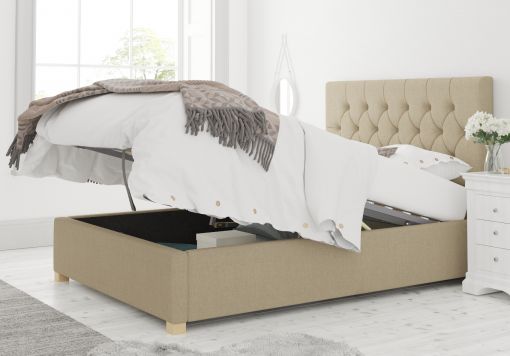 York Ottoman Eire Linen Natural Bed Frame Only