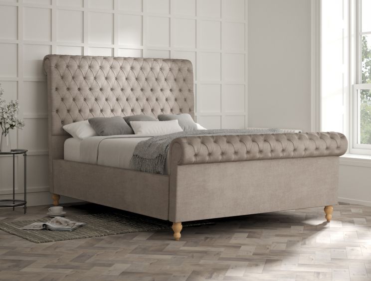 Aldwych Naples Silver Upholstered Double Sleigh Bed Only