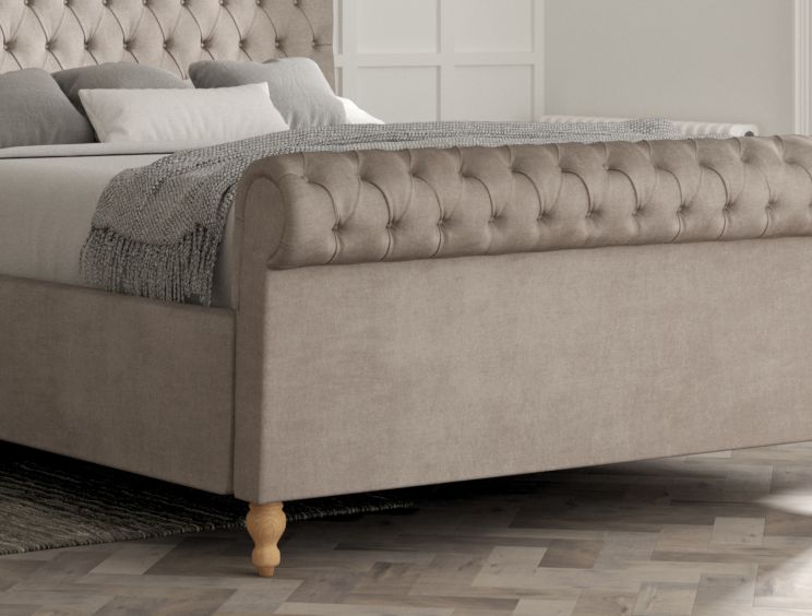 Aldwych Naples Silver Upholstered Compact Double Sleigh Bed Only