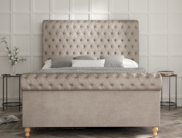 Aldwych Naples Silver Upholstered King Size Sleigh Bed Only