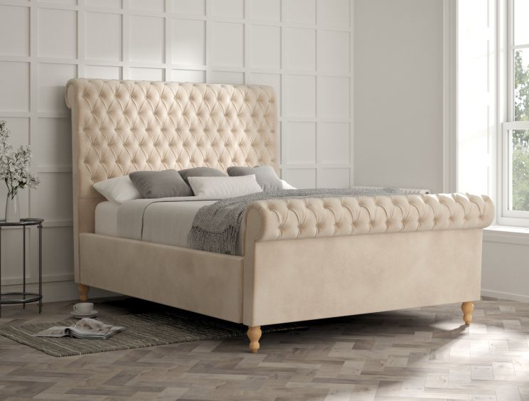 Aldwych Savannah Almond Upholstered Double Sleigh Bed Only