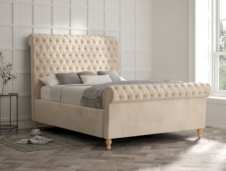 Aldwych Savannah Almond Upholstered Single Sleigh Bed Only
