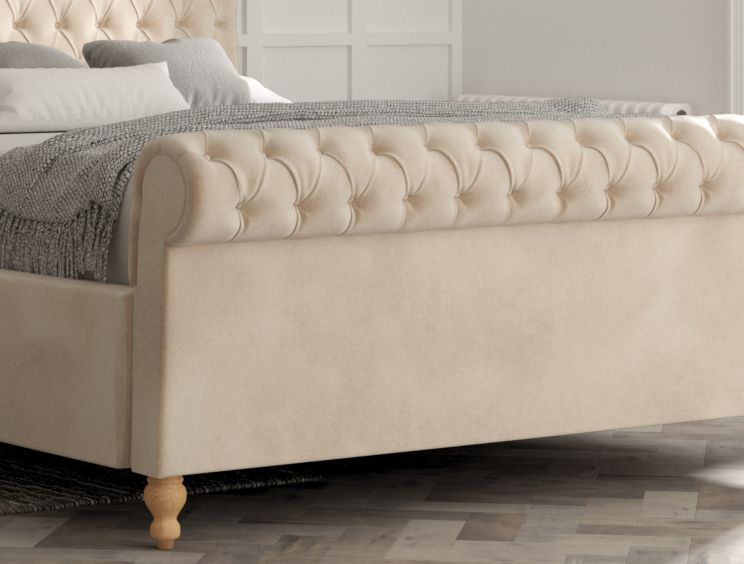 Aldwych Savannah Almond Upholstered Double Sleigh Bed Only