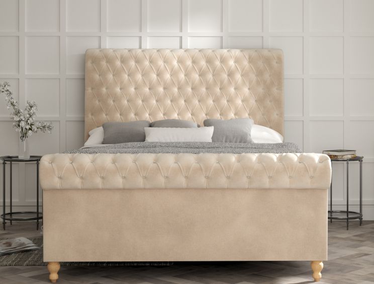 Aldwych Savannah Almond Upholstered Double Sleigh Bed Only