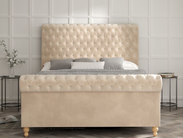 Aldwych Savannah Almond Upholstered Single Sleigh Bed Only