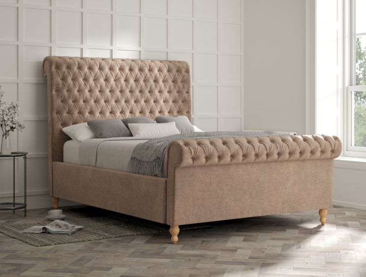 Aldwych Savannah Mocha Upholstered Double Sleigh Bed Only