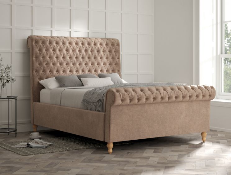 Aldwych Savannah Mocha Upholstered Sleigh Bed Only