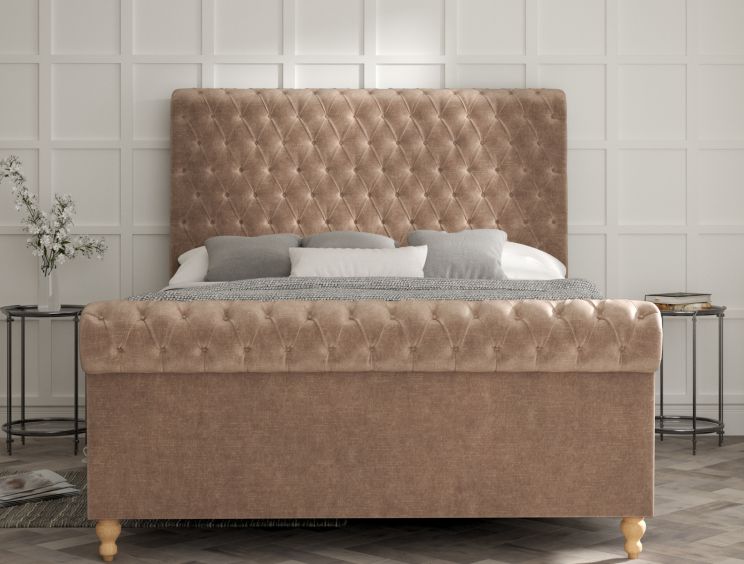 Aldwych Savannah Mocha Upholstered King Size Sleigh Bed Only