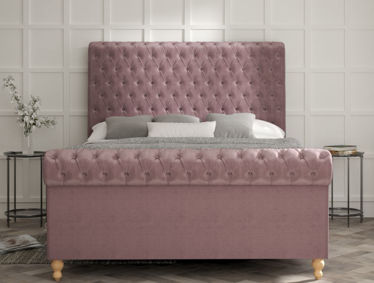 Aldwych Velvet Lilac Upholstered Single Sleigh Bed Only