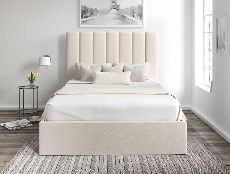 Amalfi Boucle Ivory Upholstered Ottoman King Size Bed Frame Only