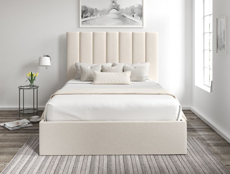 Amalfi Boucle Ivory Upholstered Ottoman Double Bed Frame Only