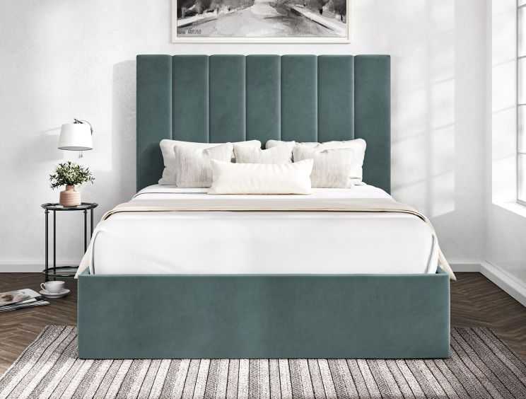 Amalfi Eden Sea Grass Upholstered Ottoman King Size Bed Frame Only