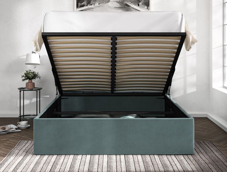 Amalfi Eden Sea Grass Upholstered Ottoman King Size Bed Frame Only