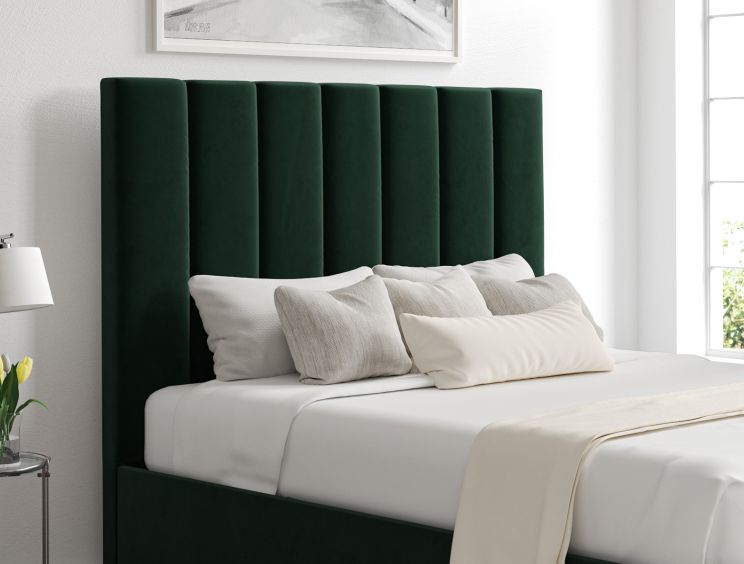 Amalfi Hugo Bottle Green Upholstered Ottoman King Size Bed Frame Only