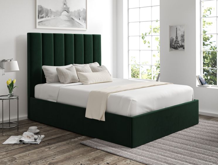 Amalfi Hugo Bottle Green Upholstered Ottoman King Size Bed Frame Only