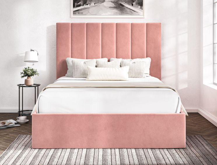 Amalfi Hugo Powder Upholstered Ottoman Compact Double Bed Frame Only