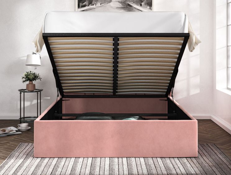 Amalfi Hugo Powder Upholstered Ottoman Super King Size Bed Frame Only