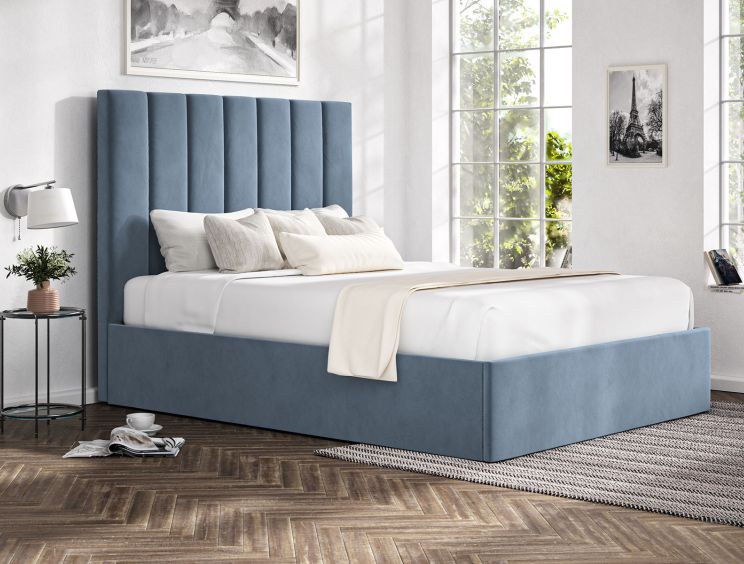 Amalfi Hugo Wedgewood Upholstered Ottoman Single Bed Frame Only