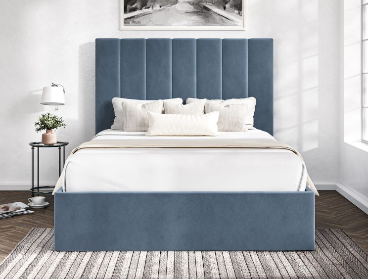 Amalfi Hugo Wedgewood Upholstered Ottoman Compact Double Bed Frame Only