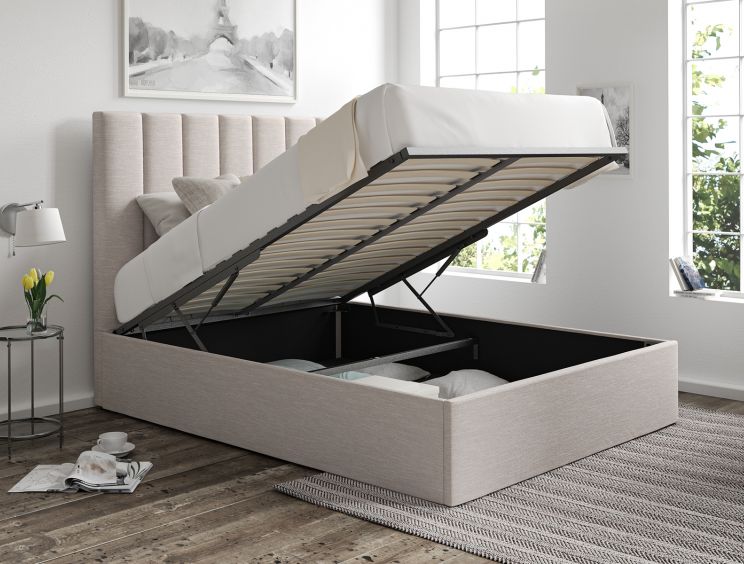 Amalfi Linea Fog Upholstered Ottoman Double Bed Frame Only