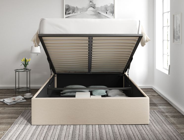Amalfi Linea Linen Upholstered Ottoman Single Bed Frame Only