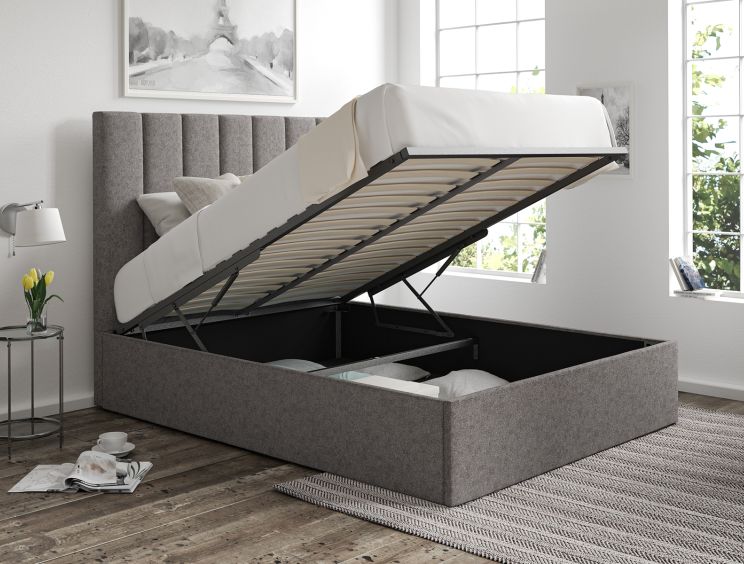 Amalfi Trebla Charcoal Upholstered Ottoman Double Bed Frame Only