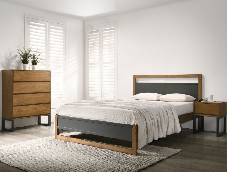 Harmony Amelia Charcoal Wooden Double Bed Frame Only