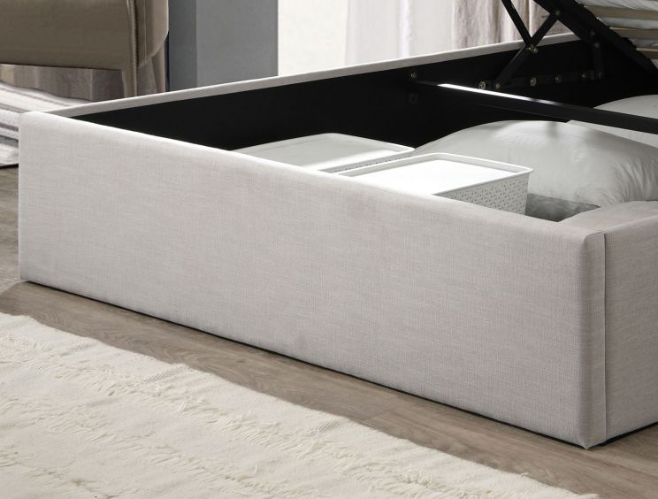Ancona Oat Winged Upholstered Ottoman King Size Bed Frame