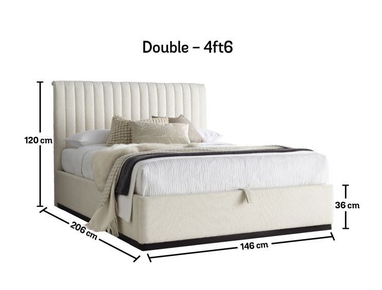 Anna Ottoman Cream Boucle - Double Bed Frame Only