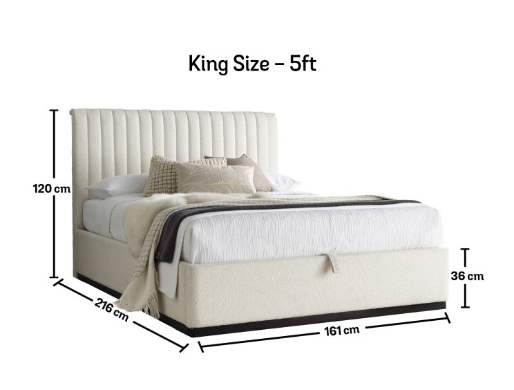 Anna Ottoman Cream Boucle - King Bed Frame Only