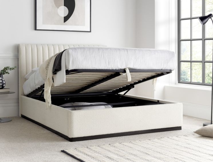 King size ottoman bed cream top