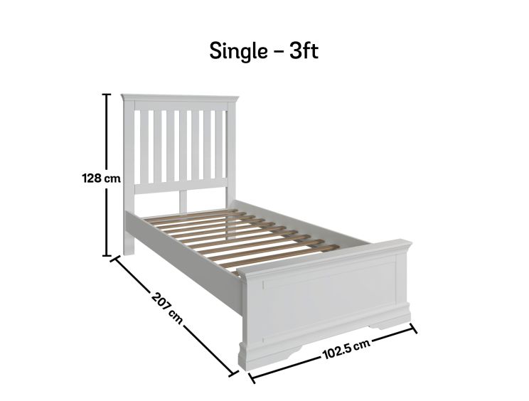 Anna White Wooden Single Bed Frame Only