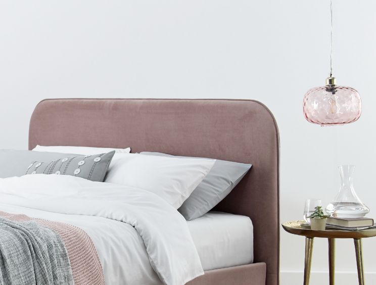 Elona Rosa Pink Velvet Upholstered Bed Frame