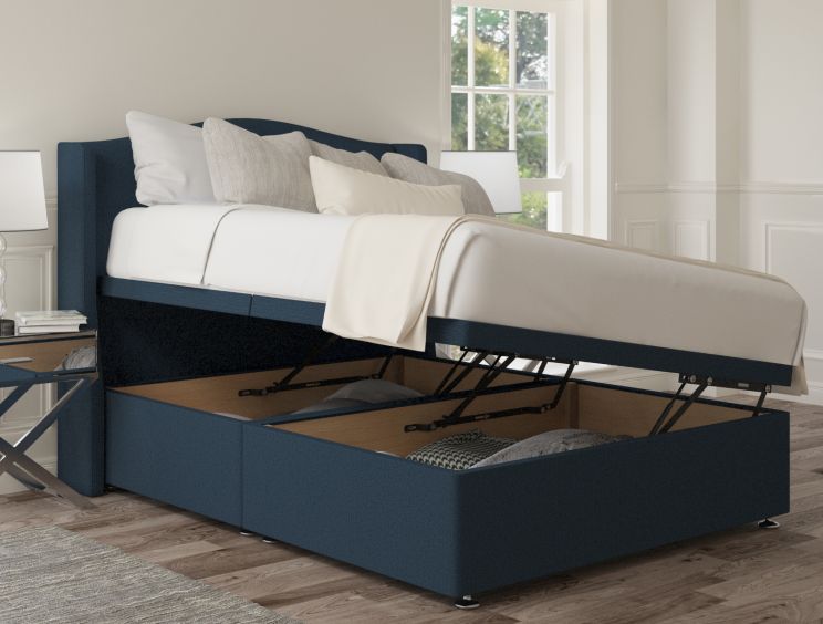 Mabel Ottoman Double Arran Cyan Headboard & Base