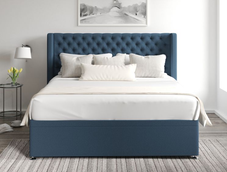 Bella Ottoman Double Arran Cyan Headboard & Base