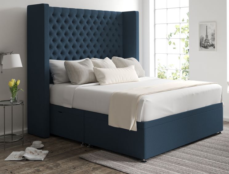 Emma Ottoman King Size Arran Cyan Headboard & Base