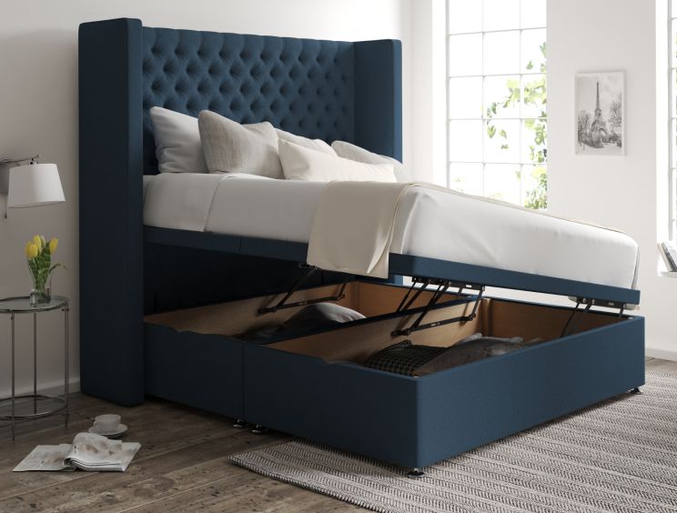Emma Ottoman Double Arran Cyan Headboard & Base