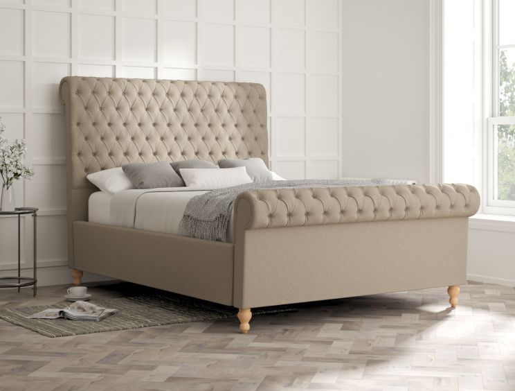 Aldwych Arran Natural Upholstered Compact Double Sleigh Bed Only