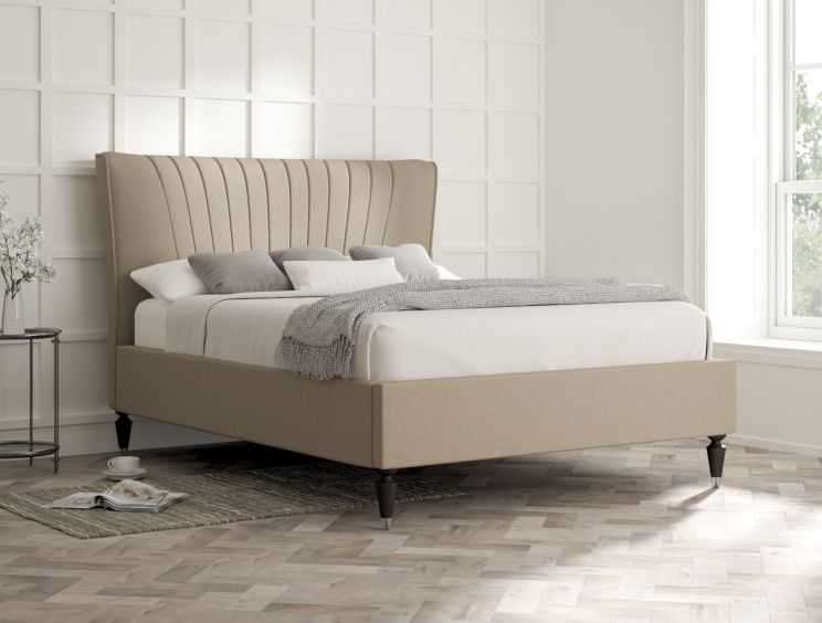 Melbury Upholstered Bed Frame - Compact Double Bed Frame Only - Arran Natural