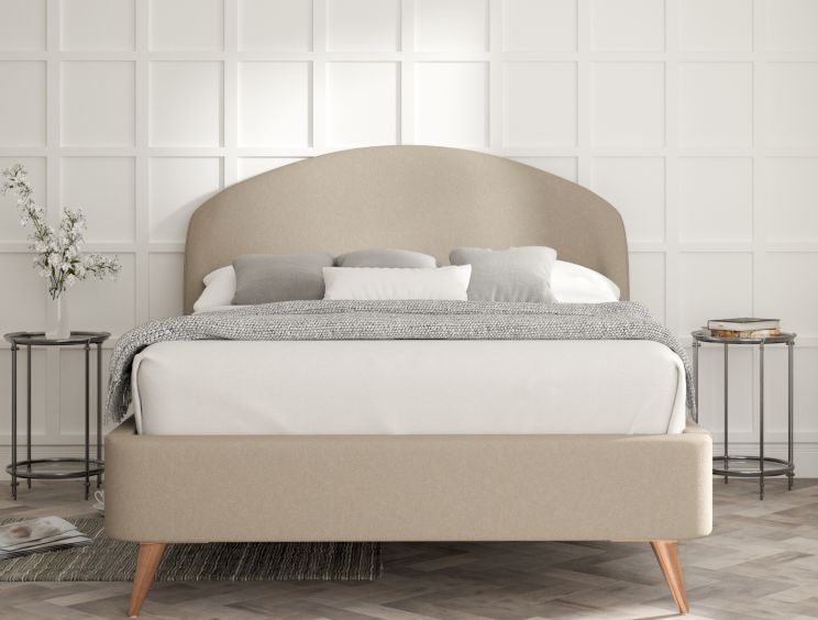 Lunar Upholstered Bed Frame - Compact Double Bed Frame Only - Arran Natural