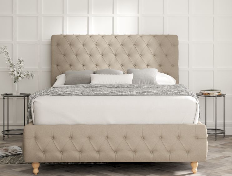 Billy Upholstered Bed Frame - Double Bed Frame Only - Arran Natural